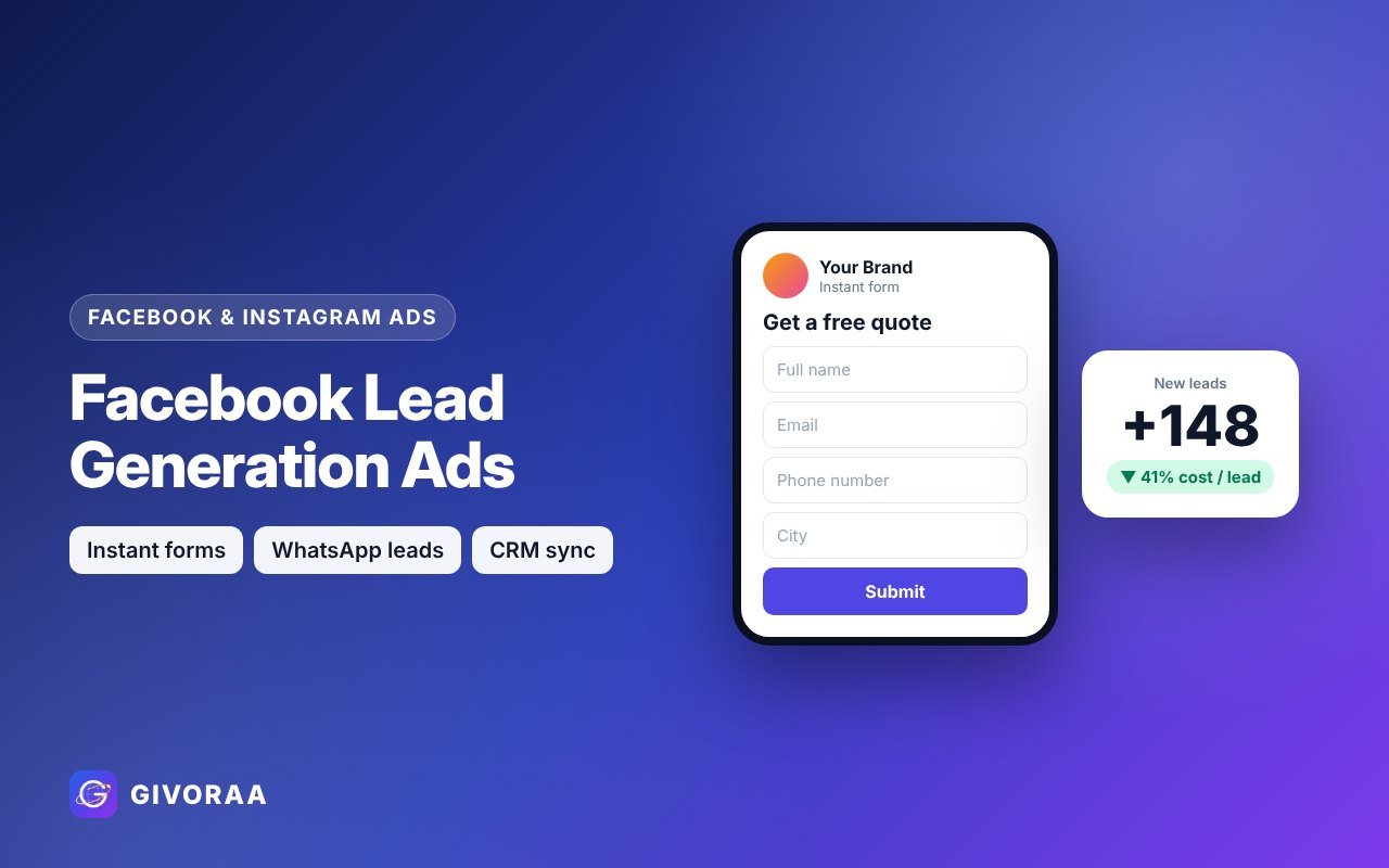 Facebook Lead Generation Ads service on GIVORAA